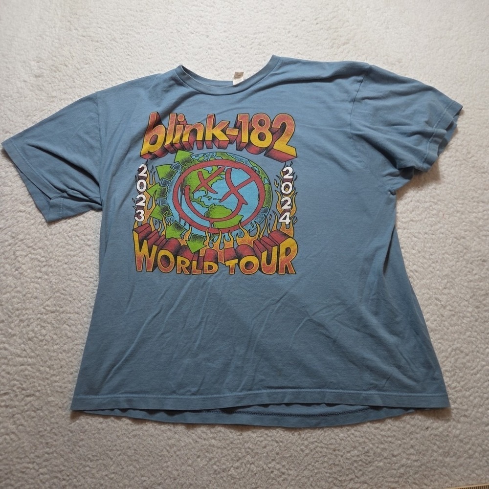 Blink 182 World Tour T Shirt‎ men's XL Tultex Concert 2023-2024 Tour Blue